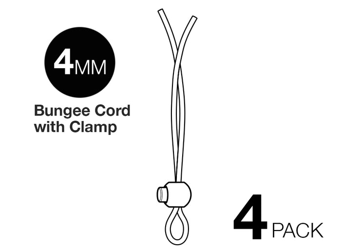 Bungee Cord with Clamp, 4mm, 4-Pack, Smart Backstop for Lacrosse - Smart Sports Tek